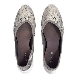 Lissom Flyte Women's Ballet Flat Grey‎ Snakeskin Python Print Slip On Size 11